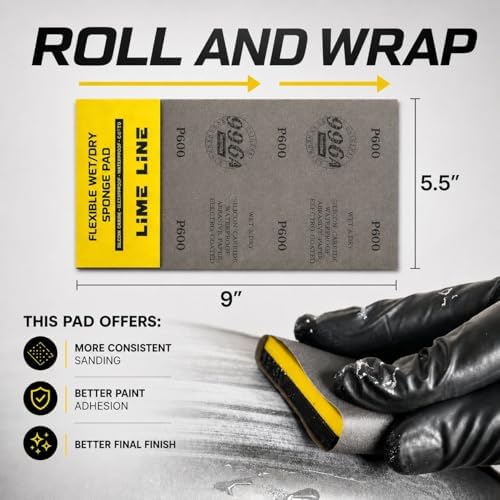 LiME LiNE Sanding Sheets 25 Pack, Automotive Grade Silicon Carbide Wet or Dry Sand Paper (Combo with Sanding Pad)