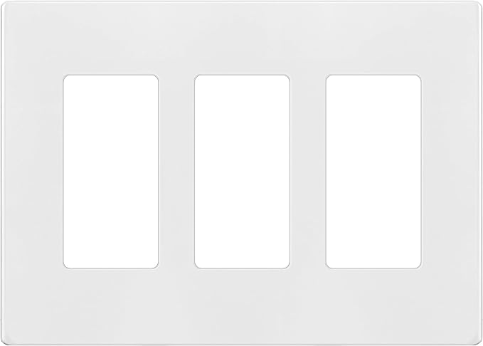 ENERLITES Screwless Decorator Wall Plate Child Safe Cover, Size 3-Gang 4.68" H x 6.53" L, Unbreakable Polycarbonate Thermoplastic, SI8833-W, Glossy, White
