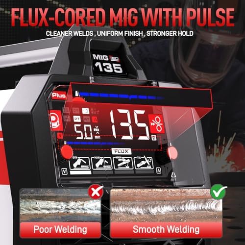 ANDELI 110V/220V MIG Welder 135A ，PULSE Flux Core/Lift TIG/Stick 4-in-1