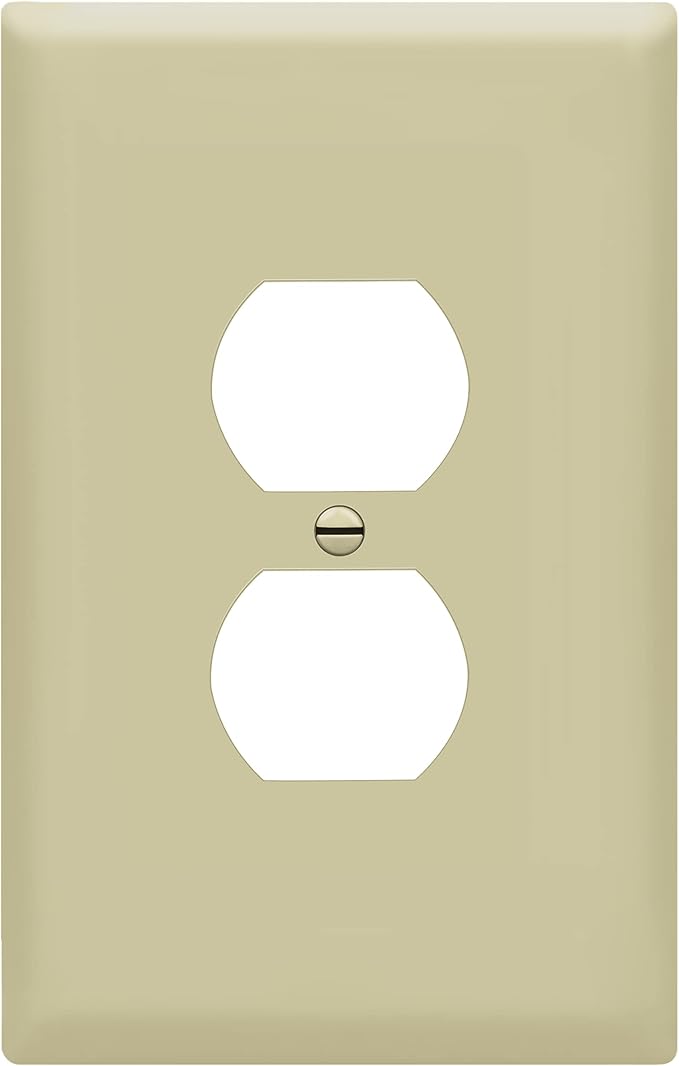 ENERLITES Duplex Receptacle Outlet Wall Plate, Jumbo Electrical Outlet Cover, Gloss Finish, Oversized 1-Gang 5.51" x 3.50", Polycarbonate Thermoplastic, 8821O-I, Ivory