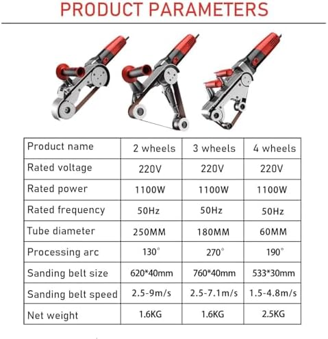 1100W Professional Stainless Steel Pipe Polisher Sander with Sanding Belt, Pole Polisher, Steel Pipe Grinder, Belt Sander,Alumina Oxide Sanding Belt