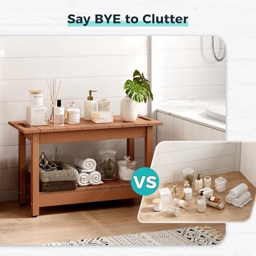 30" Shower Bench, HIPS Waterproof Shower Stool for Shaving Legs