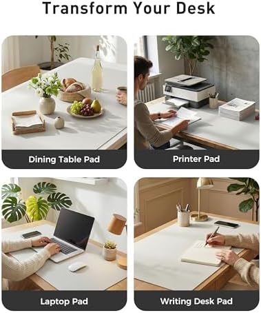 Aothia Faux Leather Desk Mat - Large Mouse Pad, Non-Slip PU Leather Blotter, Waterproof Writing Surface for Office and Home (Barely Grey, 63" x 24")