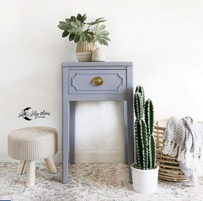 Dixie Belle Silk All-in-One Mineral Paint - Quiet Cove (4oz) - Blue-Gray Water Based Built-In Primer + Topcoat for Wood + Metal - Durable Furniture Paint - Low Reflective Finish