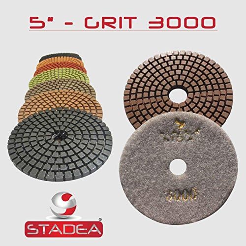 Grit 2000 (10 Pieces) 5" Diamond Polishing Pads for Granite Marble Concrete Stone polishing Wet Grinder