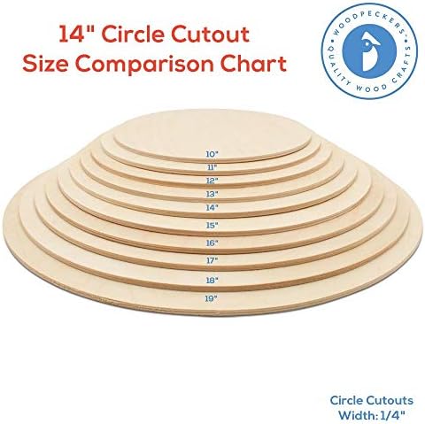 Wood Circles 14 inch, 1/4 Inch Thick, Birch Plywood Discs, Pack of 1 Unfinished Wood Circles for Crafts, Wood Rounds by Woodpeckers