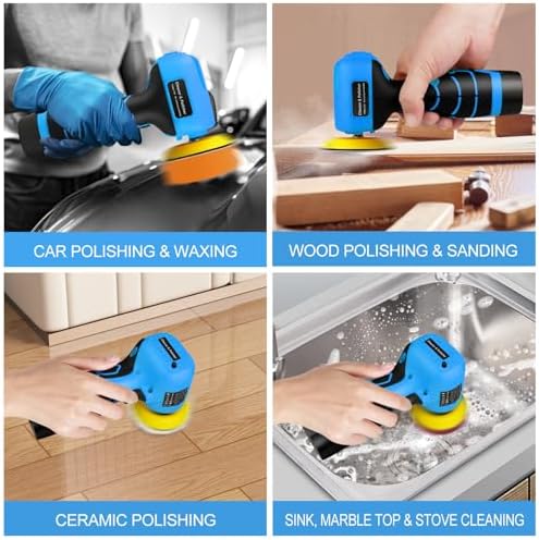 Cordless Sander, 3" Palm Sander with 16.8V 2.0Ah Li-ion Battery, 3500RPM Mini Polisher, 19 Accessories Sanders Tool for Sanding/Polishing/Waxing/Cleaning