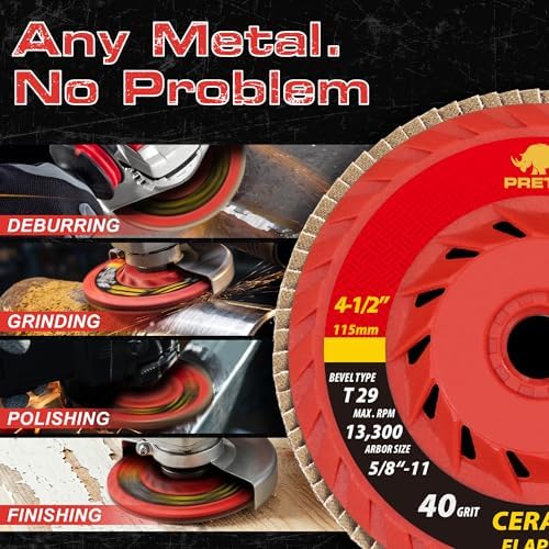 Ceramic Flap Discs 4 1/2 for Angle Grinder, 40/60/80/120 Grit, 10 Pack
