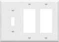 ENERLITES Combination Single Toggle/Double Decorator Rocker Outlet Wall Plate, Standard Size 3-Gang Light Switch Cover (4.5" x 6.38"), Polycarbonate Thermoplastic, UL Listed, 881132-W, White