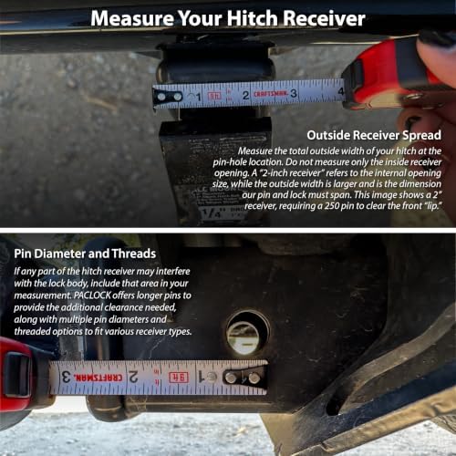 PACLOCK's 80-Series Trailer Hitch Lock, UCS, 500" Pin for 5" Applications, Keyed Alike U-Pick!, 304 Stainless Steel