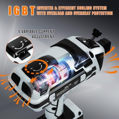 Welding Machine Handheld 110V 120Amp Portable ARC Welder Gun Hand Held Welder Machine with IGBT Inverter 5 Variable Current Adjustment for 1/16''-1/8'' Welding Rods