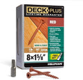 Deck Plus 1-5/8 Inch Epoxy Coated Exterior Wood and Fence Screws #8 x 1-5/8" Torx/Star Drive Included Coarse Thread, Outdoor Rust Resistant Decking Screw, Red, 1lb Box, 147 Pieces | 48425
