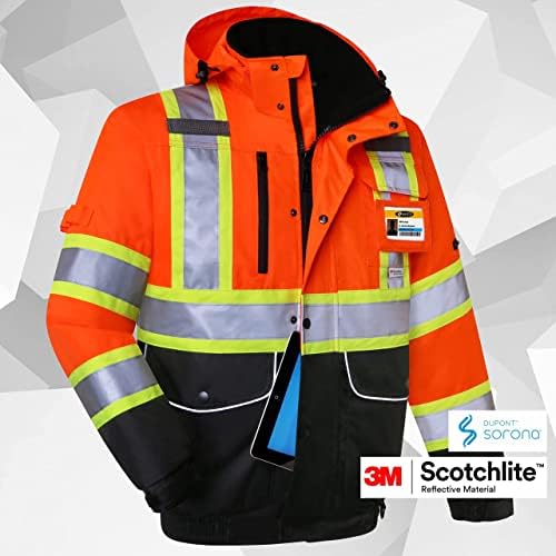 JKSafety Safety Jakcet for Men Women 3M Reflective Tape JK118 OBlack XXL