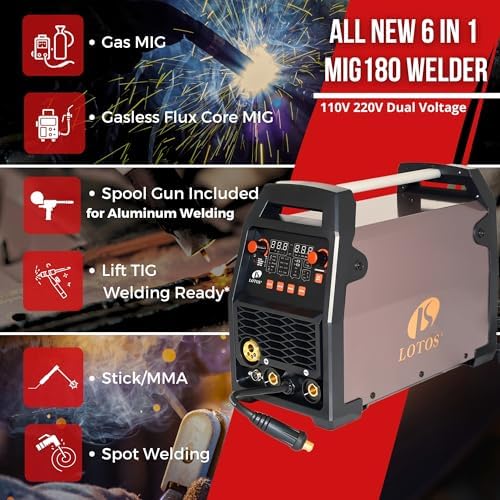 MIG180SP 180A 6-in-1 Spool Gun Aluminum MIG Welder 120/240V