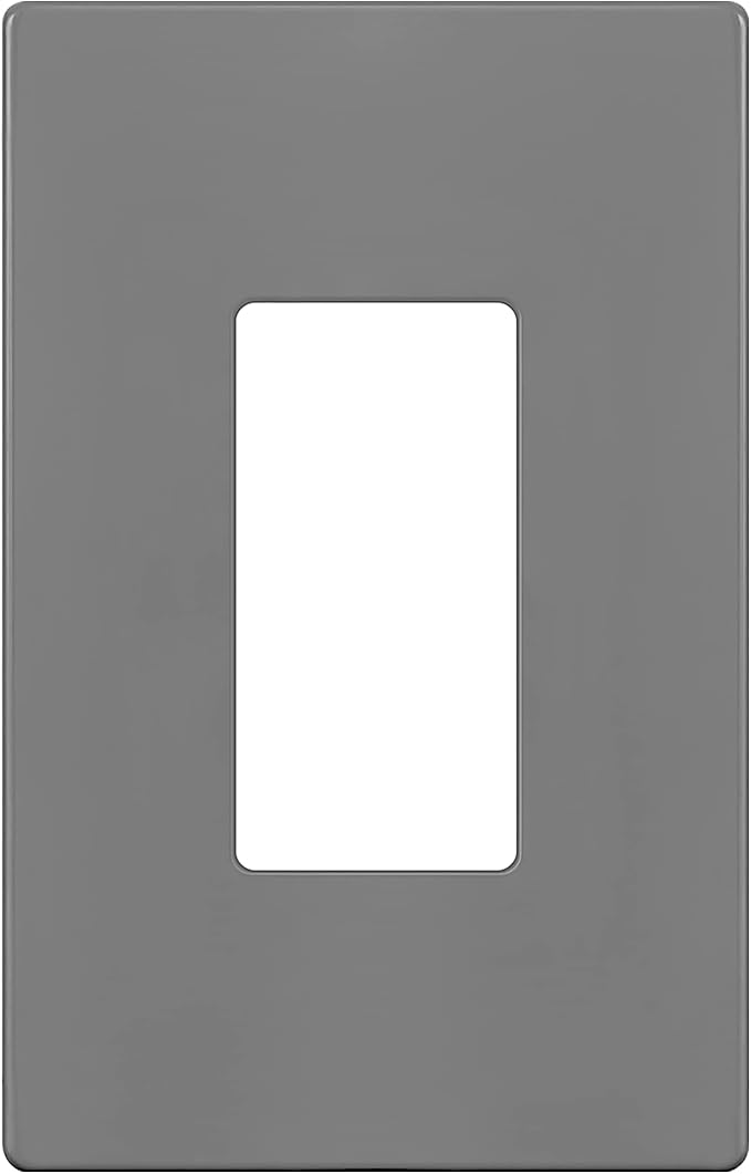 ENERLITES Screwless Decorator Wall Plate Child Safe Outlet Cover, Grey Switch Cover, Gloss Finish, Medium Size 1-Gang 4.88" H x 3.11" L, Unbreakable Polycarbonate Thermoplastic, SI8831M-GY, Gray