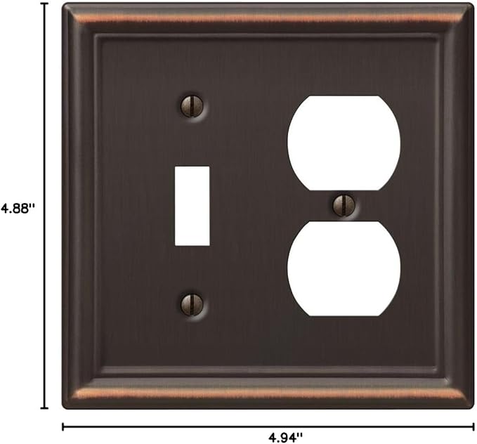 Amerelle 149TDDB Chelsea Wallplate, 1 Toggle / 1 Duplex, Steel, Aged Bronze, 1-Pack