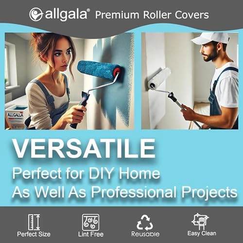 Allgala Paint Roller Cover 9 Inch 24 Piece Shedless Lint Free Premium Paint Roller Covers Sleeves for Paint Roller Kit