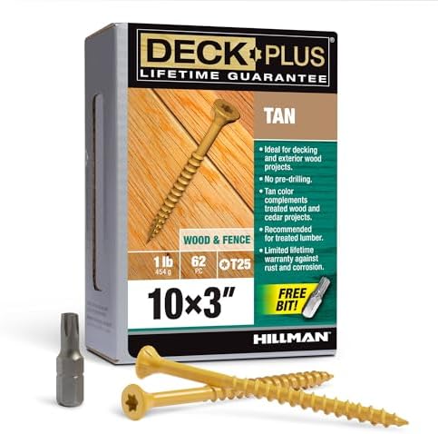 Deck Plus Deck Screws, #10 x 3in, 62 Pack, Tan