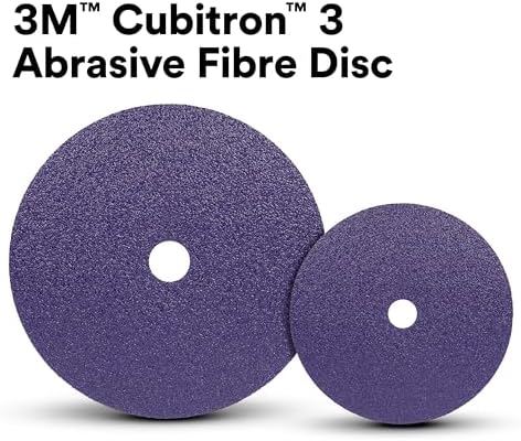 3M Cubitron 3 Abrasive Fibre Disc 33498, 80+, 7 in x 7/8 in, Precision Shaped Ceramic Grain, High Cut Rate, Long Life Abrasive Disc for Metal Finishing, Weld Removal, and Paint Stripping, Pack of 5