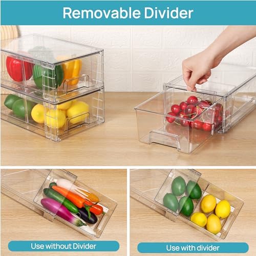 Vtopmart 10 Pack Stackable Clear Drawer with Dividers