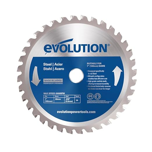 Evolution Power Tools 180BLADEST Steel Cutting Saw Blade, 7-Inch x 36-Tooth, Silver