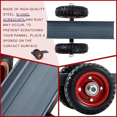 Moving Panel Dolly, Door Dolly 350 Lbs / 160 kg Load Capacity, up to 2.76'' Width Capacity, Heavy Duty Cart with 6'' Solid Rubber Wheels, Steel Mover for Wood, Plywood, Door, Fence