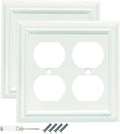 Wall Plates, Duplex Outlet Covers, Toggle Light Switch Plates, Decorator Light Switch Cover, Bamboo Fiber Material Wall Plate, Standard Size Wall Plates of various styles, White (2 Gang Duplex 2 Pack)