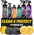 Carfidant Ultimate Clean & Protect Kit – 11-Piece Complete Car Detailing Bundle – Tire Shine, Ceramic Silk, Scratch & Swirl Remover, Plastic & Trim Restorer, Rim Reactor, Iron Remover