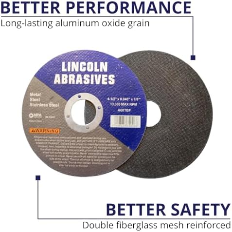 400 Pack 4.5" Cut-Off Wheels Lincoln Abrasives .040" Metal & Stainless Steel