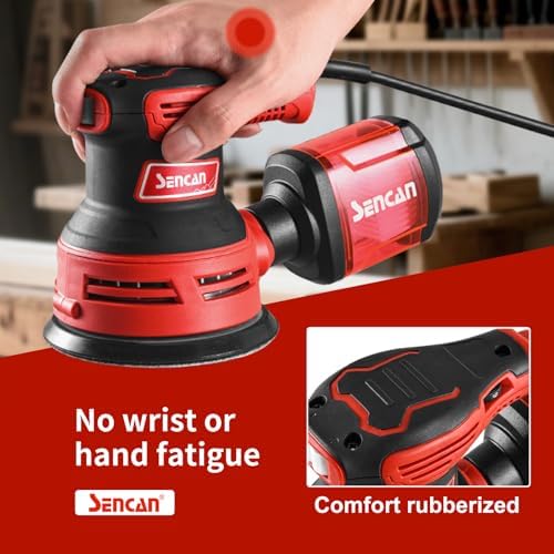 5" Electric Random Orbital Sander, 6 Variable Speeds Power Palm Sander with Vacuum Dust Collector for Hand Woodworking, Refinish Furniture