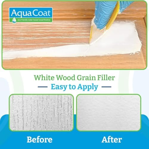 AquaCoat Water-Based White Cabinet Wood Grain Filler Gel – Fast Drying, Low Odor White Wood Filler, Sandable & Paintable for Interior & Exterior Repairs, Upgrades & Restorations, 4 Pack (Pint)