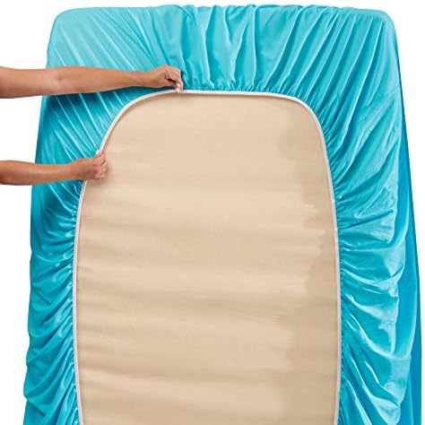 Hearth & Harbor King Size Sheets - 4 Piece Bed Sheet Set, Hotel Luxury Double Brushed Bed Sheets - Extra Soft Bedding Sheets & Pillowcases, King, Beach Blue