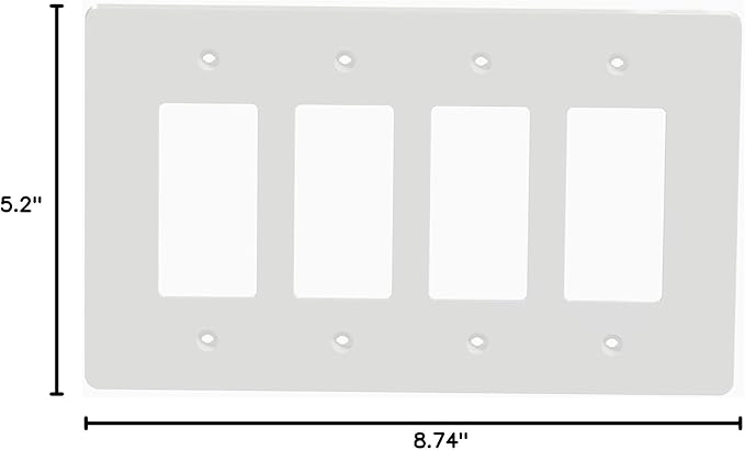 Square D by Schneider Electric X Series Wall Plate for Outlet and Light Switch, Mid Size Plus 4 Gang, Matte White