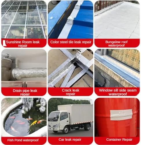 Waterproof Tape Butyl Tape Aluminum Foil Tape Butyl Tapeeter Thicken Butyl Tape god kvalitet Aluminum Foil High Temperature Resistance Wall Crack Roof Duct Water Pipe Repair Adhesive(5M 1mm-5cm)