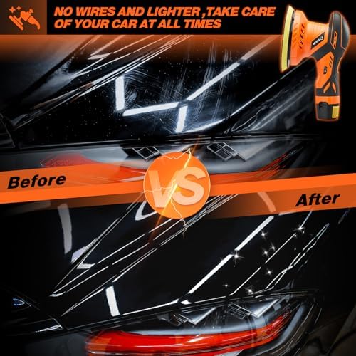 Saker Cordless Buffer Polisher, 6 Inch Fast Charging Portable Car Polishing Kit with 2PCS 12V 2000mAh Batteries, Polisher for Car Detailing Polishing Waxing