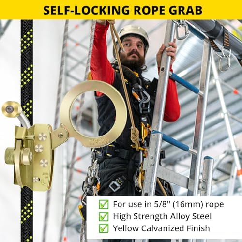 TRSMIMA Rope Grab Fall Protection - Auto Trail Double Lock Rope Grab 5/8”
