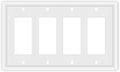 Light Switch Cover Plate White Classic Decorative Switch Plates Cover Bamboo Fiber Wall Plate Cover for Decorator, Duplex, Toggle, Combo(4-Gang Quad Decorator,1 Pack), NF010