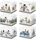 CHENGU 6 Pack Winter Storage Basket Collapsible Winter Basket for Gifts Buffalo Plaid Holiday Decor Large Snowman Bin Foldable Tree Box with Handle for Bedroom Office Home