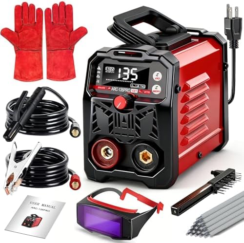 110V Portable Welding Machine, 2 In 1 Stick Welder/Lift Tig Welder Machine, 20-135A IGBT Inverter Mini Welder With Hot Start,Arc Force And Anti-Stick, For Home Diy Arc Welder Auto Repair(Red)