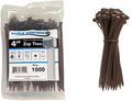 Kable Kontrol Cable Zip Ties, 4 Inch, 1000 Pcs, 18lbs Test, Brown | Nylon Plastic, Self Locking, UL Listed, Indoor Use