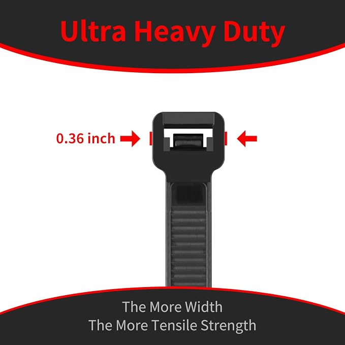 Zip Ties Heavy Duty, BethTie 500 Pack (12Inch) Black Cable Ties, Self-Locking Plastic Wire Ties with 220lb Tensile Strength, Black Nylon Zip Ties for Indoor