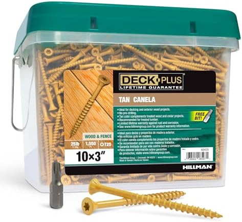 Deck Plus Wood Screws, #10 x 3in, 25 lb Box, 1550 Pieces, Tan