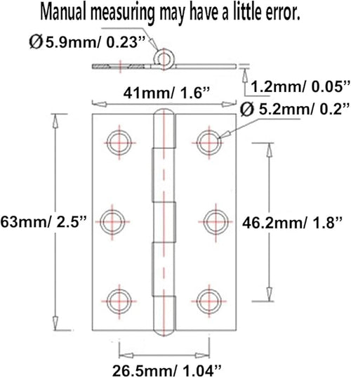 10pcs 304 Stainless Steel 2.5-inch Folding Butt Hinges Home Furniture Hardware Door Hinges for Case Lid Wooden Jewelry Box Lid (63mm x 41mm x 1.2mm)