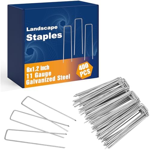 Whonline 400 Pack Landscape Staples 6 Inch, Galvanized Garden Stakes