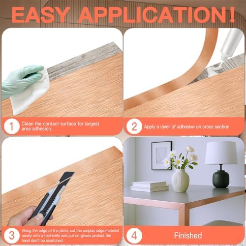 GSCIT Club Rose Gold Edge Banding, 1/2 Inch x 25ft Aluminum Brushed Edge Banding PVC Edge Trim for Cabinet Repair Furniture