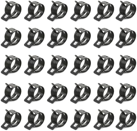 50pcs 0.94" ID Constant Tension Band Hose Clamps, 24mm Spring Band Type Action Hose Clamp Manganese Steel Fuel Line Clamp Low Pressure Air Clip Clamp for Fuel Hose Line Water Pipe Air Tube black