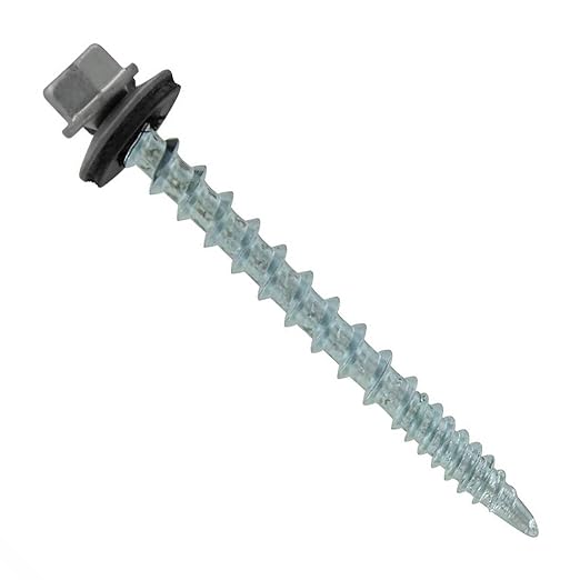 Fasteners Plus ST Fastening Kwikseal Woodbinder Metal to Wood #10 x 2 Ash Gray Screws with EPDM Rubber Washer, 250-Count - Designed for Metal Roofing and Siding Panels