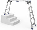 Heavy-Duty Adjustable Work Platform 330lbs Capacity - Ultra-Wide Portable Folding Aluminum Scaffolding Platform with Non-Slip Surface, Multi-Position Ladder for Construction & Maintenance