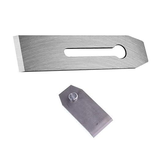 44MM 1¾ inch 1.73'' Replacement Iron Blade for Bench Hand Plane Woodwork Planer Cutter Carpentry Edge Trimming Saw Knife Trimmer for Woodworking DIY Tool Set with Planing Cover