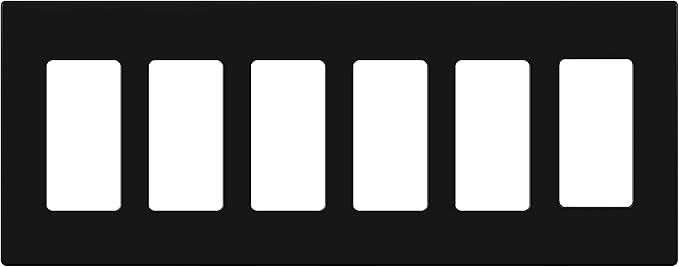 ENERLITES Screwless Decorator Wall Plate Child Safe Outlet Covers, Size 6-Gang 4.68" H x 12.00” L, Unbreakable Polycarbonate Thermoplastic, SI8836-BK, Glossy, Black
